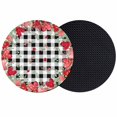 thumbnail image 1 of Valentine Coasters Set of 2, Absorbent Coasters for Drinks, Red Pink Love Heart Botanical Eucalyptus Leaves Black Plaid Coaster for Desk Coffee Table Protection, Home Decor House Warming Gifts 4", 1 of 8