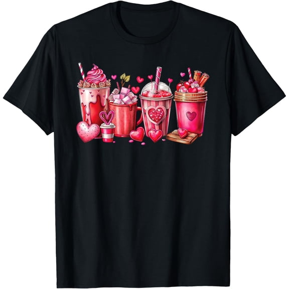 Valentine Coffee Latte Lover Heart Valentines Day Women T-Shirt Shirts