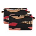 thumbnail image 1 of Valentine Colorful Hearts Leapard Printed Square Storage Bins with Handles Collapsible Containing Box 2 Packs, 1 of 9