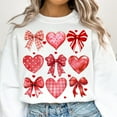 thumbnail image 1 of Valentine Coquette Heart Sweatshirt, Valentine’s Day Pullover with Bow, XoXo Valentine Shirt, Doodle Heart Be Mine Sweater, 1 of 5
