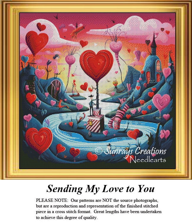 Valentine Cross Stitch Pattern | Sending My Love to You (Pattern Only, You Provide The Floss and Fabric)