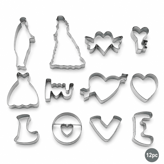 Valentine Cupid Stainless Steel Cookie Cutter Set, 12-Piece Baking Molds for Cookies, Sugar Cookies, Bread, Dough and Dessert Decorating, Smooth Surface Food Shaping Tools