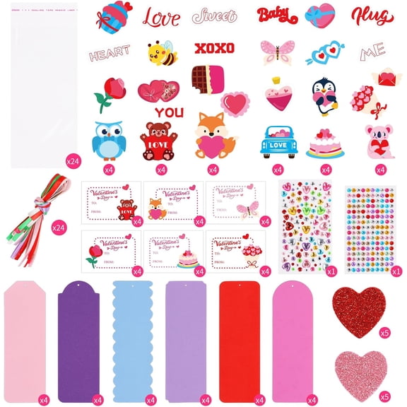Valentine DIY Bookmark Craft Kit, Foam Funny Bookmarks for School Classroom Activities Party Reading Gift