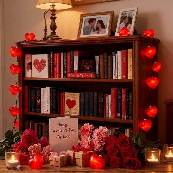Valentine Day Decorations Heart String Lights,30FT Leds Red Heart Shaped Twinkle Fairy String Lights Heart Fairy Lights Romantic Decor,Mothers Day Twinkle Light for Proposal Anniversary Party Decor