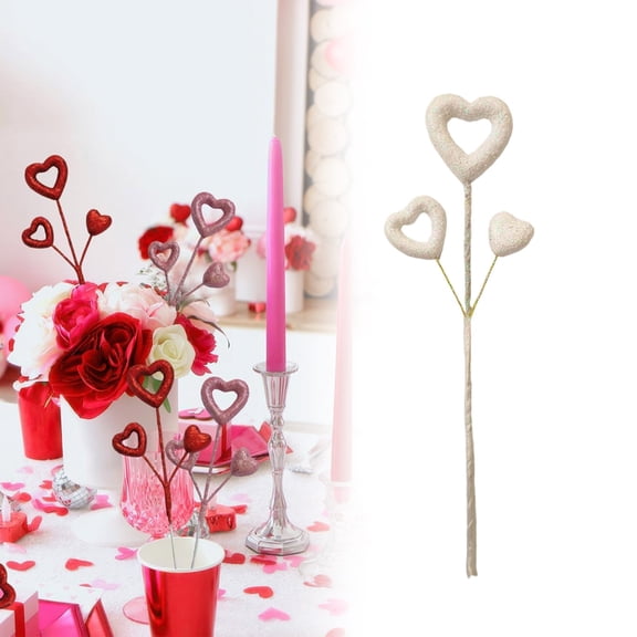 Valentine Day Decorative Picks, Sparkling Heart-Shaped Decorative Picks for Vases, Glittering 1PC Romantic Vase Fillers for Valentine’s Day, Weddings, Anniversaries, Home & Table Decor