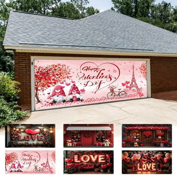 Valentine Day Garage Door Banner, Hanging Flag, A200*150cm, Weather-resistant Decoration, for Garage Door Decor, Patio Party, Outdoor Celebration, by Ihhxbs