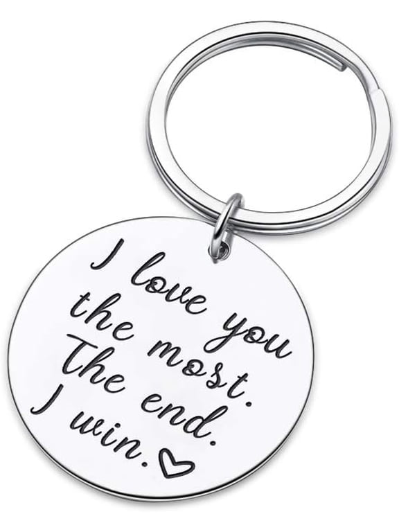 Valentine Day Gifts Couple Key Chain Gifts for Him Her-Husband for Girlfriend Boyfriend Wife Keychain Gifts for Anniversary Birthday Wedding Gifts from Wifey Hubby-I Love You Most The End I Win
