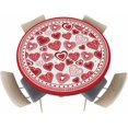 thumbnail image 1 of Valentine Day Heart Seamless Tablecloth Fitted Waterproof Table Cover,Abstract Romantic Love Elastic Edged Washable Boho Style Table Cloths for Kitchen Dinning Picnic Party Decor 45-52in, 1 of 6