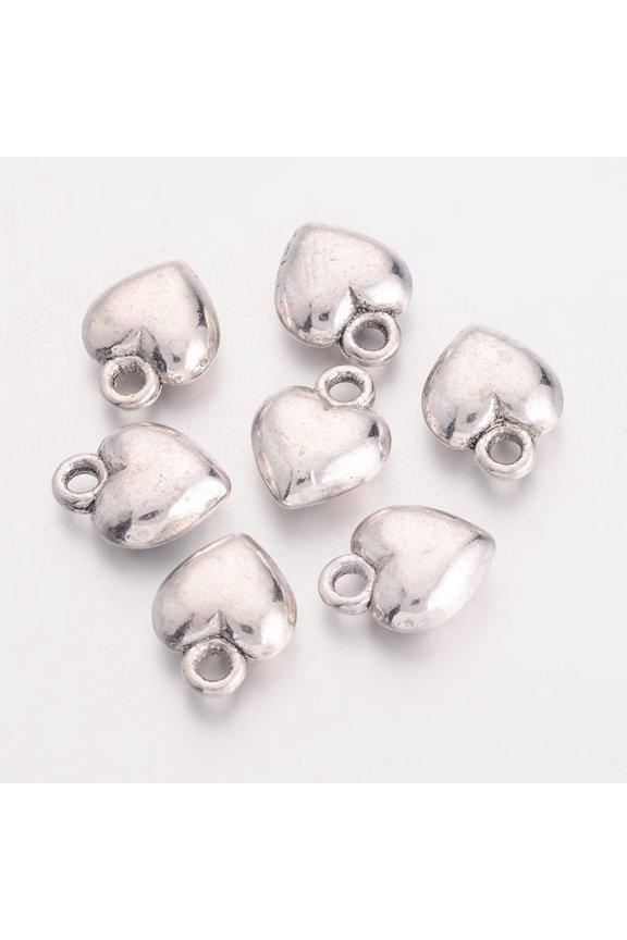 Valentine Day Ideas for Her Tibetan Style Alloy Charms Lead Free Cadmium Free and Nickel Free Heart Silver 11.5mm long 9mm wide