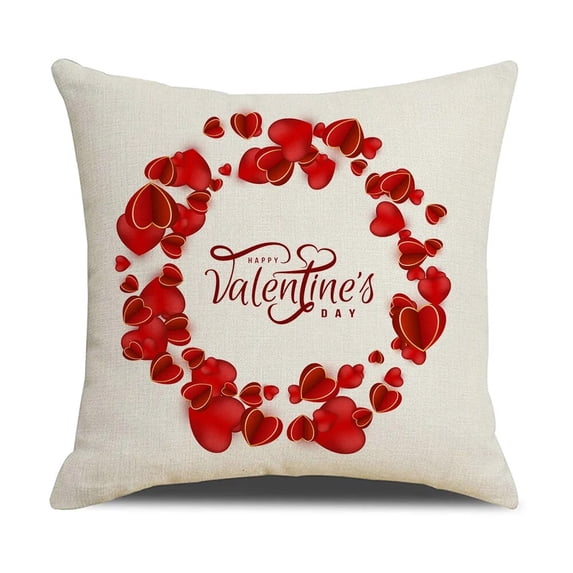 Valentine Day Letter Linen Throw Pillow Case Red Heart Cushion Covers for Home Sofa Seat Chair Decorative Pillowcase Lovers Gift