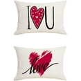 thumbnail image 1 of Valentine Day Love Heart Pillow Covers 12x20 inch Set of 2, Valentines Red & Black Throw Pillow Covers, Romantic Love Linen Cushion Cases for Home Decor Wedding Bed Sofa Couch, 1 of 6