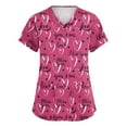thumbnail image 1 of Valentine Day Nursing Scrubs Womens V Neck Cute Short Sleeve Medical Scrub Tops Love Heart Print Plus Size Quick Dry Uniforms with Pockets Hot Pink 5XL, 1 of 5