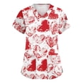thumbnail image 1 of Valentine Day Nursing Scrubs Womens V Neck Love Heart Print Plus Size Uniforms Short Sleeve Medical Cute Scrub Tops with Pockets Pink S, 1 of 5