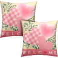 thumbnail image 1 of Valentine Day Pillow Covers 20x20 Set of 2 Valentines Day Pink Heart Throw Pillow Covers Pink Hearts with Eucalyptus Decoarative Pillow Case Cushion Case for Couch Sofa, 1 of 6