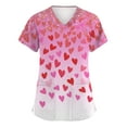 thumbnail image 1 of Valentine Day Scrub Tops for Women Love Heart Print Short Sleeve Cute Medical Scrub Tops Quick Dry V Neck Plus Size Scrubs with Pockets Purple Pink XL, 1 of 5