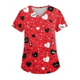 thumbnail image 1 of Valentine Day Scrub Tops for Women Love Heart Print Short Sleeve Medical Cute Scrubs Plus Size V Neck Quick Dry Uniform with Pockets Watermelon Red 5XL, 1 of 5
