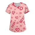 thumbnail image 1 of Valentine Day Scrub Tops for Women Love Heart Print Short Sleeve Nursing Medical Scrub Tops Plus Size V Neck Quick Dry Workwear with Pockets Light pink 4XL, 1 of 5