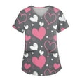 thumbnail image 1 of Valentine Day Scrub Tops for Women Love Heart Print V Neck Quick Dry Cute Scrubs Plus Size Short Sleeve Medical Uniform with Pockets Watermelon Red 2XL, 1 of 5