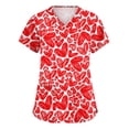 thumbnail image 1 of Valentine Day Scrub Tops for Woman Love Heart Print Quick Dry Short Sleeve Plus Size Scrub Tops V Neck Medical Cute Uniforms with Pockets Hot Pink XL, 1 of 5