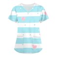thumbnail image 1 of Valentine Day Scrub Tops for Woman Love Heart Print Short Sleeve Medical Nurse Uniform V Neck Plus Size Quick Dry Scrubs with Pockets Light Blue 2XL, 1 of 4