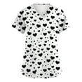 thumbnail image 1 of Valentine Day Scrub Tops for Woman Short Sleeve Medical Love Heart Print Nursing Scrub Tops V Neck Quick Dry Cute Scrubs with Pockets White XL, 1 of 5
