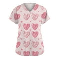 thumbnail image 1 of Valentine Day Scrub Tops for Woman V Neck Short Sleeve Cute Nursing Top Love Heart Print Quick Dry Medical Nurse Uniform with Pockets Light pink M, 1 of 5