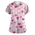 thumbnail image 1 of Valentine Day Scrub Tops for Women Love Heart Print Short Sleeve Cute Plus Size Scrub Tops Medical V Neck Quick Dry Scrubs with Pockets, 1 of 3