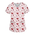 thumbnail image 1 of Valentine Day Scrub Tops for Women Love Heart Print Short Sleeve Quick Dry Medical Scrubs Cute V Neck Nursing Uniform with Pockets Pink M, 1 of 5