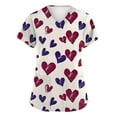 thumbnail image 1 of Valentine Day Scrub Tops for Women Love Heart Print Short Sleeve Quick Dry Nursing Scrubs Cute V Neck Plus Size Scrub Tops with Pockets White 4XL, 1 of 5