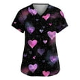 thumbnail image 1 of Valentine Day Scrub Tops for Women Love Heart Print V Neck Plus Size Nursing Uniform Medical Short Sleeve Quick Dry Scrubs with Pockets Navy 4XL, 1 of 5