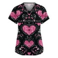 thumbnail image 1 of Valentine Day Scrubs for Women Short Sleeve Quick Dry V Neck Plus Size Scrubs Love Heart Print Medical Cute Scrub Tops with Pockets Black L, 1 of 5
