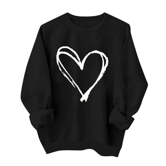 Valentine Day Shirt for Women Cute Love Heart Graphic Long Sleeve Tunics Tops Heart Graphic Pullover Blouses Casual Crewneck Tops
