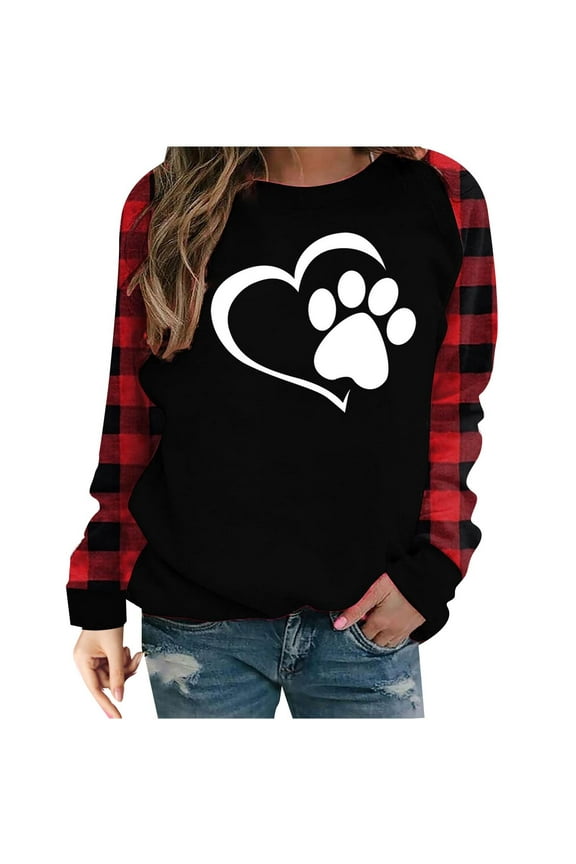 Valentine Day Shirt for Women Long Sleeve Hearts Gnome Graphic Tees Casual Striped Plaid Color Block Tunic Tops Blouse