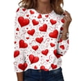 thumbnail image 1 of Valentine Day Shirts Womens Crew Neck Love Heart Print Loose Graphic Tee Long Sleeve Funny Fashion Tunic Tops Red M, 1 of 5