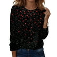 thumbnail image 1 of Valentine Day Shirts Womens Crew Neck Love Heart Print Plus Size T Shirts Long Sleeve Loose Funny Graphic Tee Hot Pink L, 1 of 5