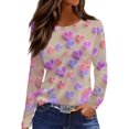 thumbnail image 1 of Valentine Day Shirts for Women Crew Neck Long Sleeve Summer T Shirts Love Heart Print Loose Plus Size Tops Purple Pink S, 1 of 5