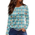 thumbnail image 1 of Valentine Day Shirts for Women Love Heart Print Long Sleeve Casual Blouse Crew Neck Cute Plus Size T Shirts Light Gray 3XL, 1 of 5