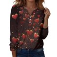 thumbnail image 1 of Valentine Day Shirts for Women Love Heart Print Long Sleeve Cute Blouse V Neck Loose Casual Graphic Tee Light pink M, 1 of 4