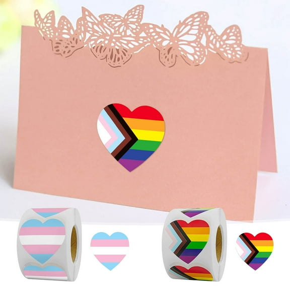 Valentine Day Stickers Roll Pack, Heart Shaped Adhesive Labels, Sealing Stickers, 500pcs, 1.5inch, for Gift Wrapping, Card Making, Scrapbooking, by Ihhxbs