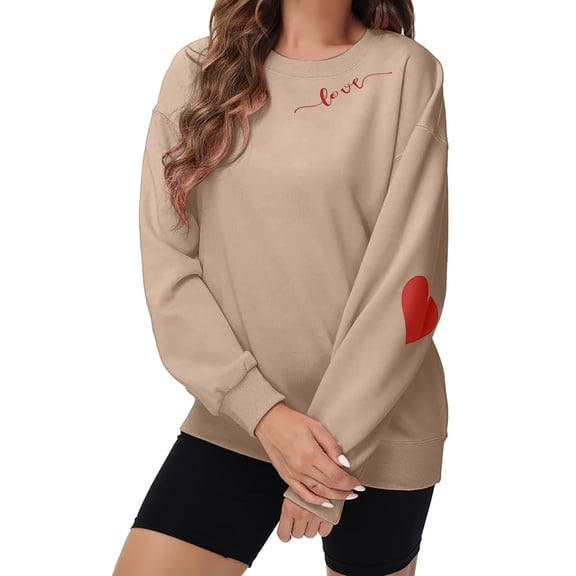Valentine Day Sweatshirt for Women Heart Printed Graphic Pullover Sweatshirt Cute Long Sleeve Crew Neck Casual Tops