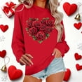 thumbnail image 1 of Valentine Day Sweatshirt for Women Love Heart Printed Pullover Top Cute Long Sleeve Crew Neck Casual Sweatshirts Red XL, 1 of 4