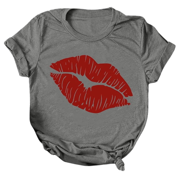 Valentine Day Tops for Women Cute Candy Couple Love Heart Crew Neck Short Sleeve Shirts 2026 Trendy Casual Comfy Regular Fit Pullover Tees