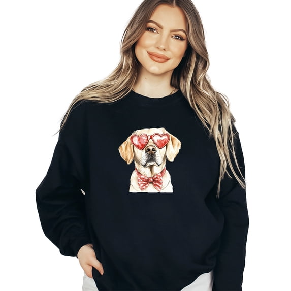 Valentine Day With Retriever Animal Lover Sweatshirt Women Dog Mom Gift Casual Long Sleeve Graphic Shirts Tops