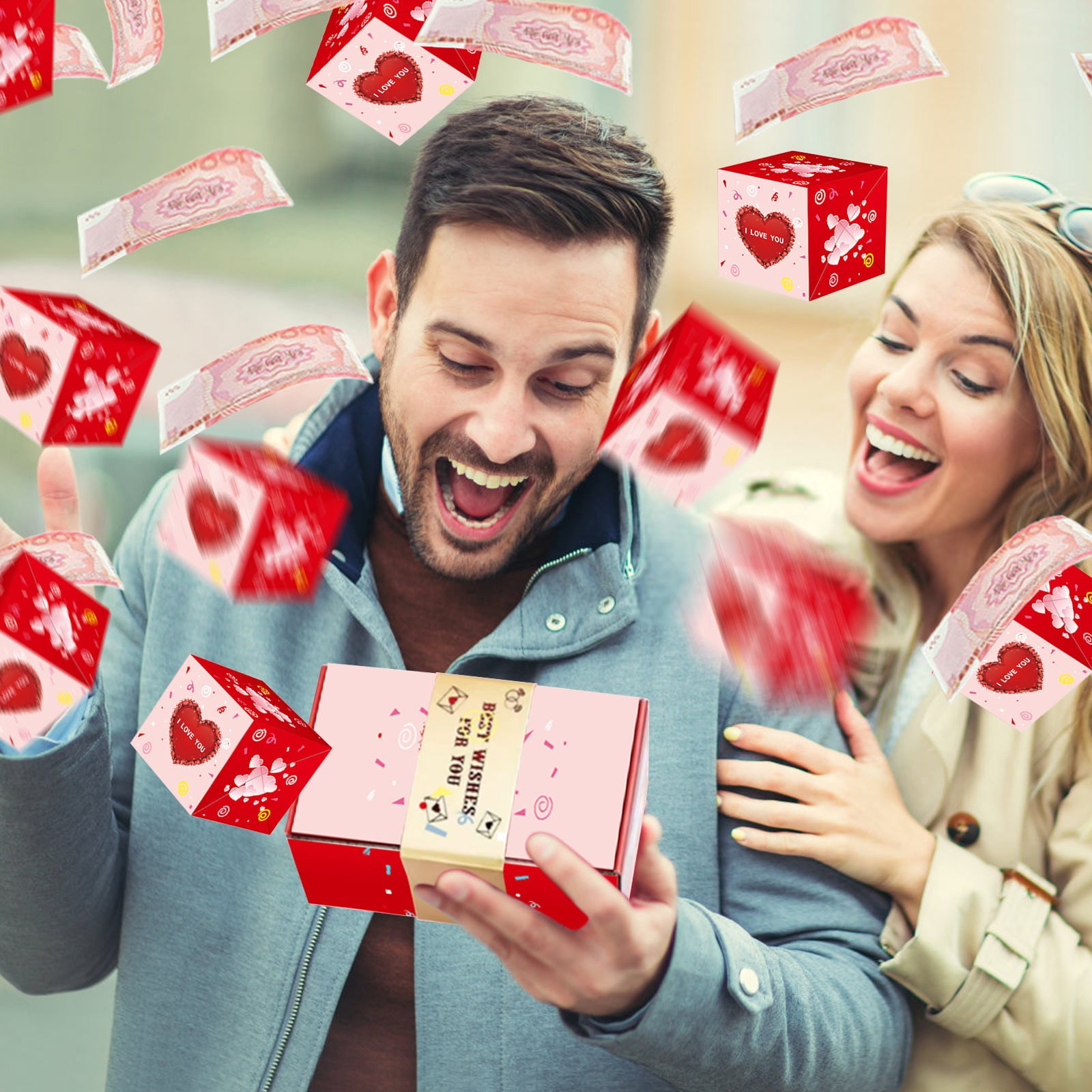 Valentine Day explosion gift box,surprise box gift box for money,2025