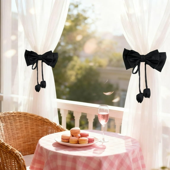 Valentine Decor​ Large Pink Bow with Streamers Fabric Decor Sweet Color Curtain Clip Wall Hanging Romantic Window Valentine's Day Decor