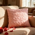 thumbnail image 1 of Valentine Decor Pink Plush Heart Pillow Ribbon Accent Velvet Sofa Romantic Bedroom Living Room Valentine Decorations Valentine Pillow Covers​, 1 of 6
