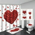 thumbnail image 1 of Valentine Decor Red Rose Heart Shower Curtain 4 Piece Bathroom Set Romantic Holiday Decorations Valentine's Day Gifts Home Makeover, 1 of 9