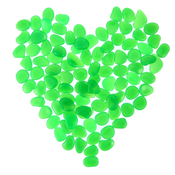 STRANDCHIC 100 Pieces Green Glow Pebbles for Fish Tank, Pond, Yard, Garden, and Pathway Decorative Stones