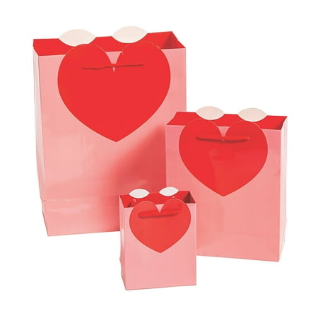 Valentine Die-Cut Heart Shape Paper Bags - Party Supplies - 6 Pieces