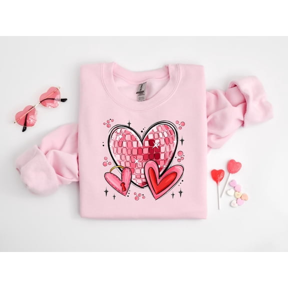 Valentine Disco Heart Sweater, Womens Valentines Day Sweatshirt, Cute Valentines Day Tee, Valentines Day Love Heart Shirt, For Her All Size S-5Xl